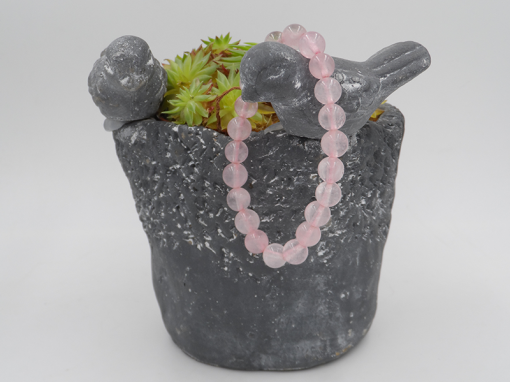 bracelet élastique en quartz rose 8 mm