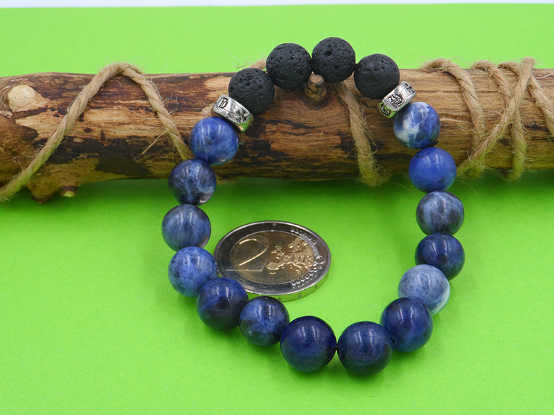 Bracelets En Pierres Naturelles – Sodalite Bleue & Howlite Blanche – Perles 8 Mm – Élastique Réglable – Cadeau Fait Main Homme/femme